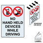 Portrait Clear NO HAND HELD DEVICES WHILE DRIVING Label With Symbol NHEP-25782
