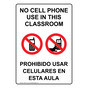 No Cell Phone In Classroom Bilingual Sign NHB-14113