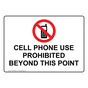Cell Phone Use Prohibited Beyond This Point Sign With Symbol NHE-38096