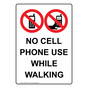 Portrait No Cell Phone Use While Walking Sign With Symbol NHEP-14108