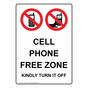 Portrait Cell Phone Free Zone Kindly Sign With Symbol NHEP-14109