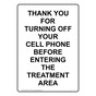 No Cell Phone In Treatment Area Sign NHEP-14124