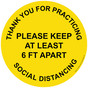 Yellow Thank You For Practicing Social Distancing Floor Label CS122434