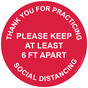 Red Thank You For Practicing Social Distancing Floor Label CS445615