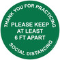 Green Thank You For Practicing Social Distancing Floor Label CS464880
