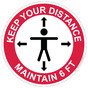 White Keep Your Distance Maintain 6 Ft Floor Label CS835522