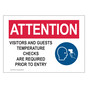Attention Visitors And Guests Temperature Checks Sign CS520326