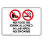 No Food Or Drink Allowed In Lab Area Sign With Symbol NHE-35050