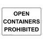 Open Containers Prohibited Sign NHE-35641