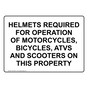 HELMETS REQUIRED FOR OPERATION OF MOTORCYCLES Sign NHE-50457