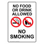 Portrait No Food Or Drink Allowed Sign With Symbol NHEP-35052
