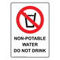 Portrait Non-Potable Water Do Not Drink Sign With Symbol NHEP-36843