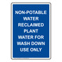 Portrait Blue NON-POTABLE WATER RECLAIMED PLANT WATER Sign NHEP-50508_BLU