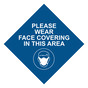 Blue Please Wear Face Covering In This Area Carpet Label CS137052