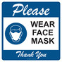 Blue Please Wear Face Mask Thank You Pavement Label CS360866