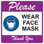 Purple Please Wear Face Mask Thank You Carpet Label CS604142