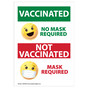 Vaccinated No Mask Required Not Vaccinated Mask Required Sign CS419076