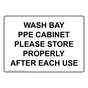 Wash Bay PPE Cabinet Please Store Properly After Sign NHE-36118