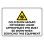 Cold Burn Hazard Cryogenic Liquid Sign With Symbol NHE-36460