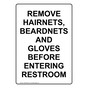 Portrait REMOVE HAIRNETS. BEARDNETS AND GLOVES Sign NHEP-50533