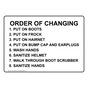 Order Of Changing 1. Put On Boots 2. Put On Frock Sign NHE-36385