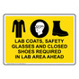 Lab Coats, Safety Glasses And Sign With Symbol NHE-36423_YLW