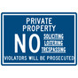 Blue Engraved PRIVATE PROPERTY Sign EGRE-13358_White_on_Blue