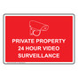Private Property 24 Hour Video Sign With Symbol NHE-36732_RED