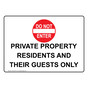 Private Property Residents And Their Sign With Symbol NHE-36745