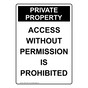Portrait Private Property Access Without Permission Sign NHEP-18551