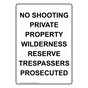 Portrait No Shooting Private Property Wilderness Sign NHEP-36729