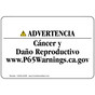 Spanish Prop 65 Cancer / Reproductive Harm Warning Roll Label CAWS-43049