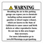Portrait California Prop 65 Parking Warning Sign, 20x20 in. Aluminum