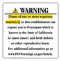 California Prop 65 Hotel Warning Sign CAWE-40196