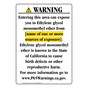 Portrait California Prop 65 Chemical Exposure Area Warning Sign CAWE-41712