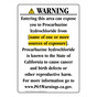 Portrait California Prop 65 Chemical Exposure Area Warning Sign CAWE-42045