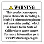 California Prop 65 Consumer Product Warning Sign CAWE-42234