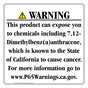 California Prop 65 Consumer Product Warning Sign CAWE-42280