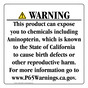 California Prop 65 Consumer Product Warning Sign CAWE-42306