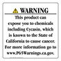 California Prop 65 Consumer Product Warning Sign CAWE-42456