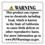 California Prop 65 Consumer Product Warning Sign CAWE-42658