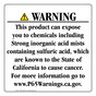 California Prop 65 Consumer Product Warning Sign: Strong inorganic acid mists
