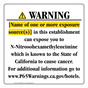 California Prop 65 N-Nitrosohexamethyleneimine Hotels Chemical Warning Sign CAWE-50884