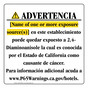 Spanish California Prop 65 Hotel Warning Sign CAWS-39579