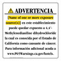Spanish California Prop 65 Hotel Warning Sign CAWS-39625