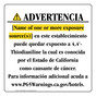 Spanish California Prop 65 Hotel Warning Sign CAWS-39626