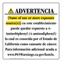 Spanish California Prop 65 Hotel Warning Sign CAWS-39628