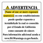 Spanish California Prop 65 Hotel Warning Sign CAWS-39647