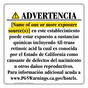 Spanish California Prop 65 Hotel Warning Sign CAWS-39660