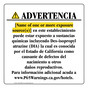 Spanish California Prop 65 Hotel Warning Sign CAWS-39843